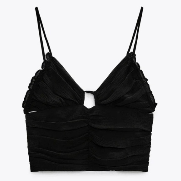 Zara Black Ruffle Camisole - Picture 1 of 4